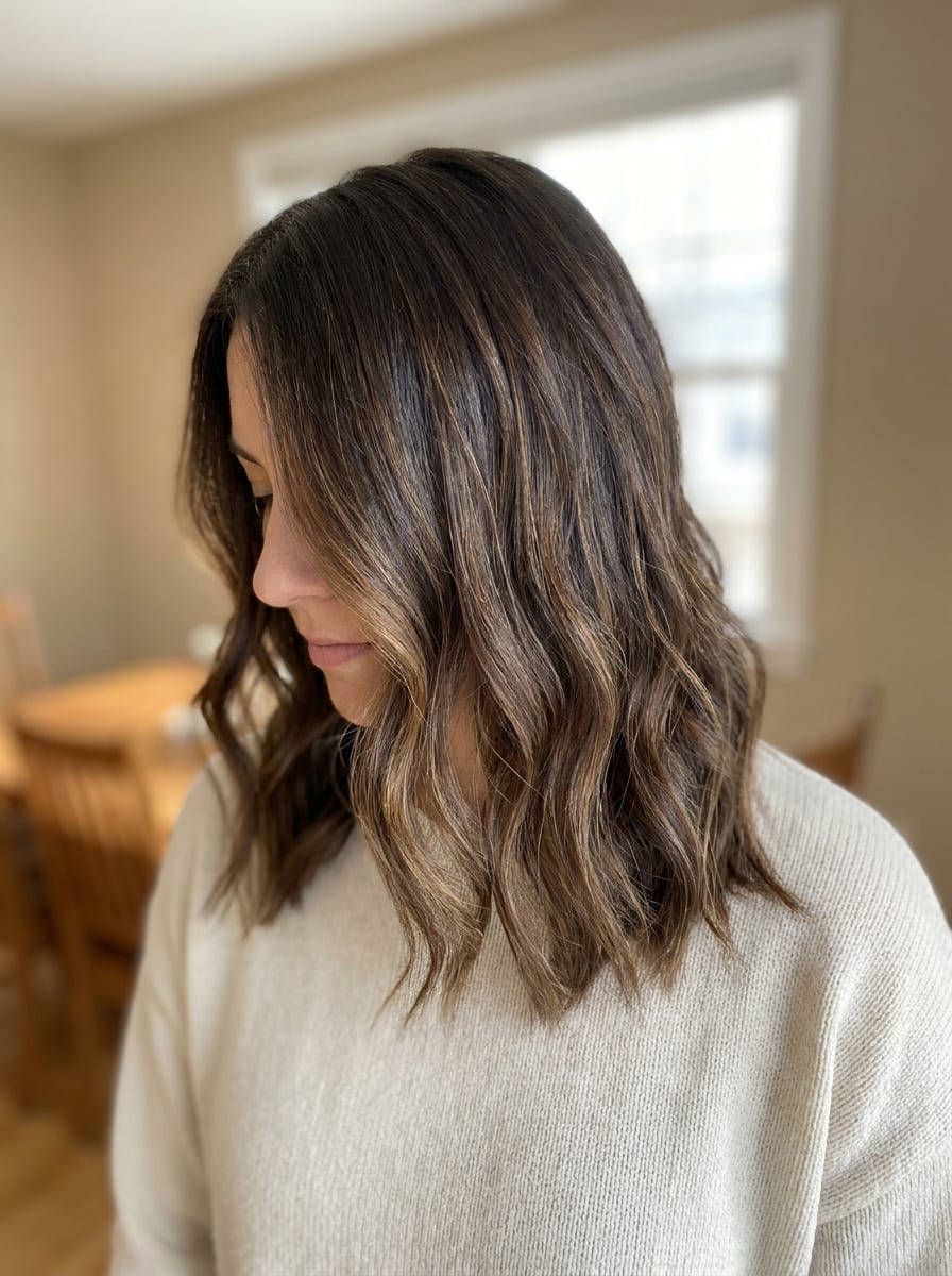 Braune Haare mit Babylights - braune Haare mit Highlights